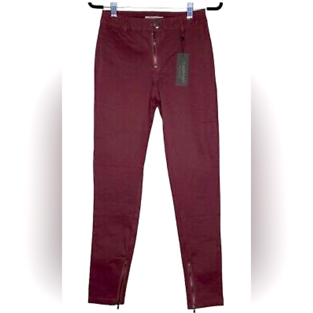 New Carmar burgundy flap back ankle zip size 4 skinny pants